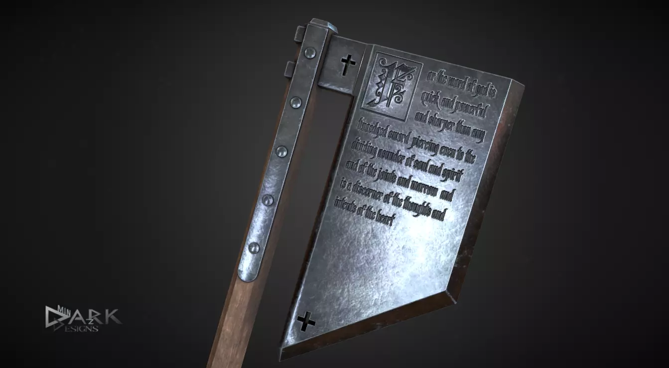 Holy Executioner Axe Low-poly 3D model_0