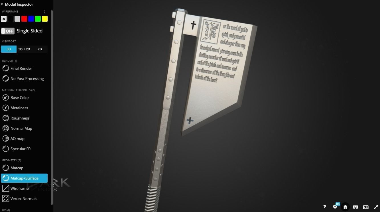 Holy Executioner Axe Low-poly 3D model_5