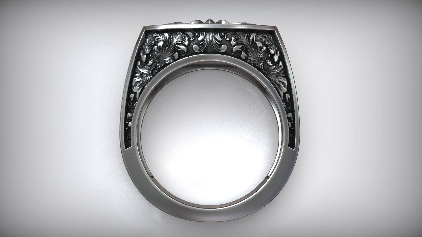 Maltese Cross Baroque Pattern Signet Ring 3D print model_5