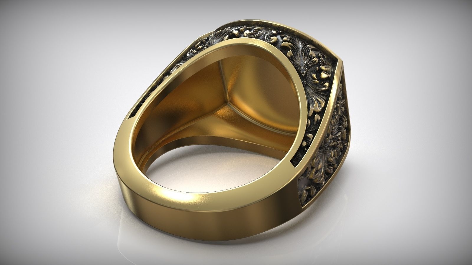 Maltese Cross Baroque Pattern Signet Ring 3D print model_6