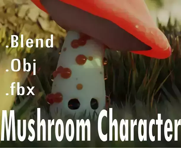 Animated Mushroom Character Low-poly 3D model