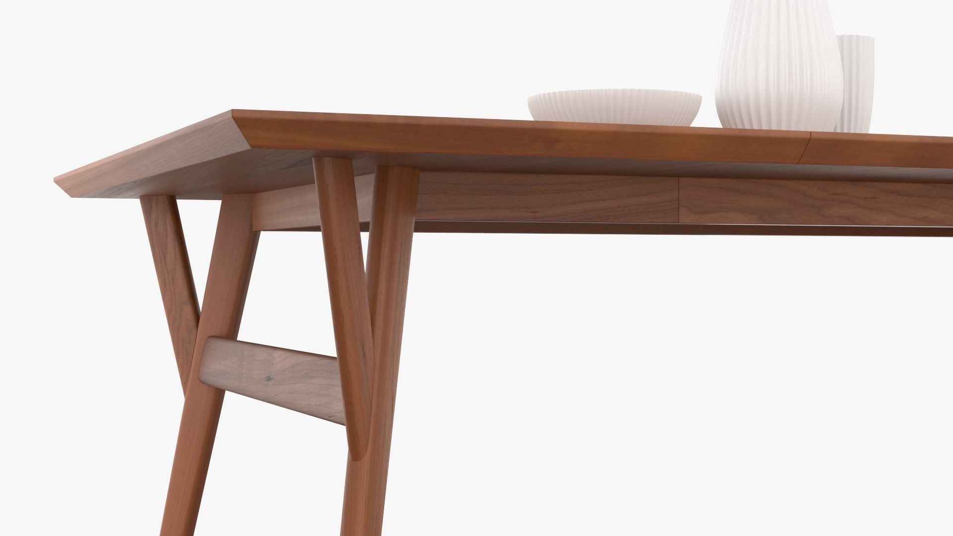 Mid-Century Expandable Dining Table Low-poly 3D model_7