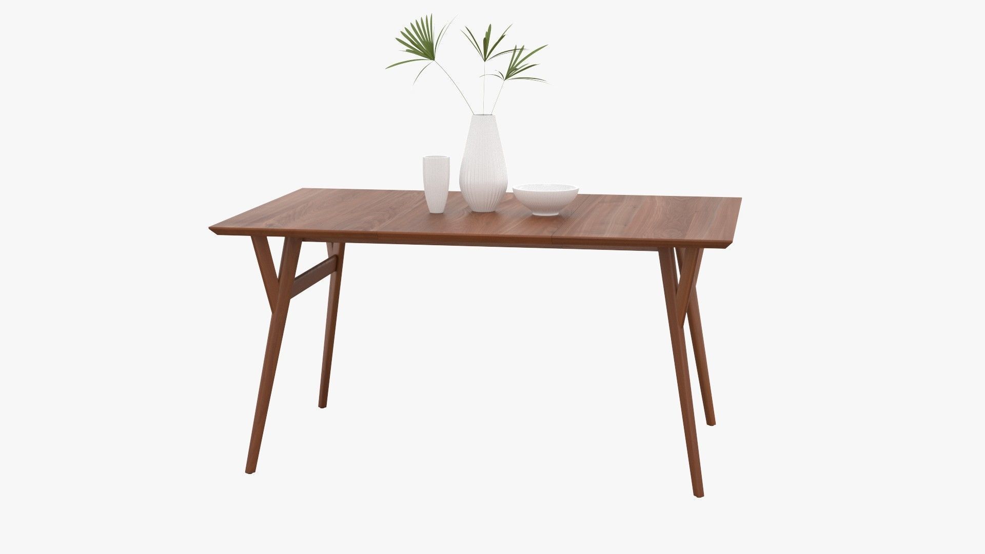 Mid-Century Expandable Dining Table Low-poly 3D model_30