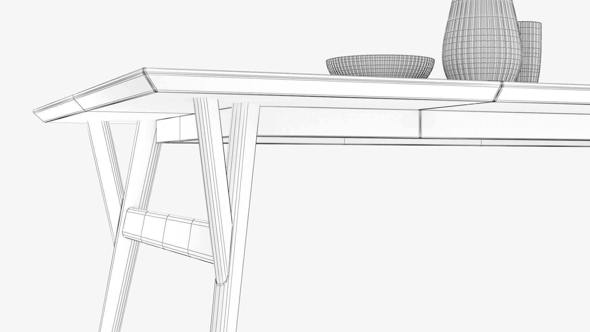 Mid-Century Expandable Dining Table Low-poly 3D model_12