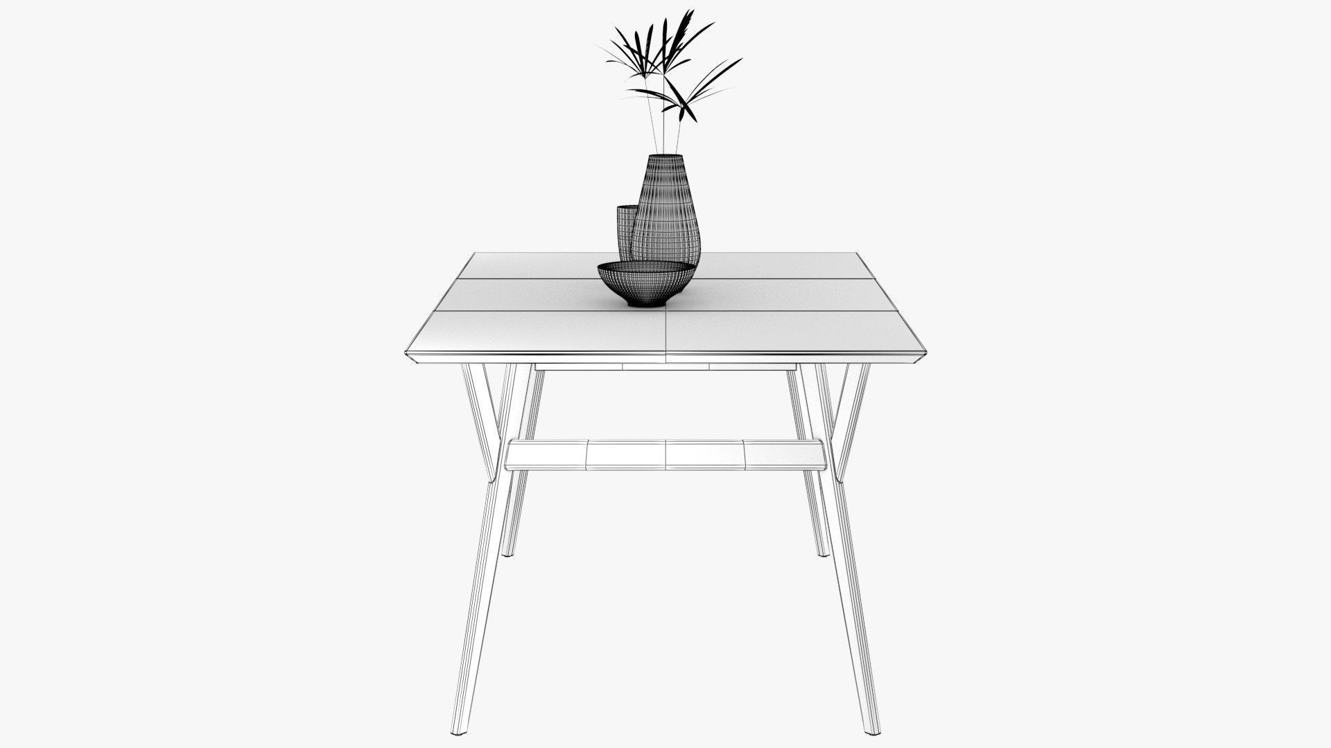 Mid-Century Expandable Dining Table Low-poly 3D model_14