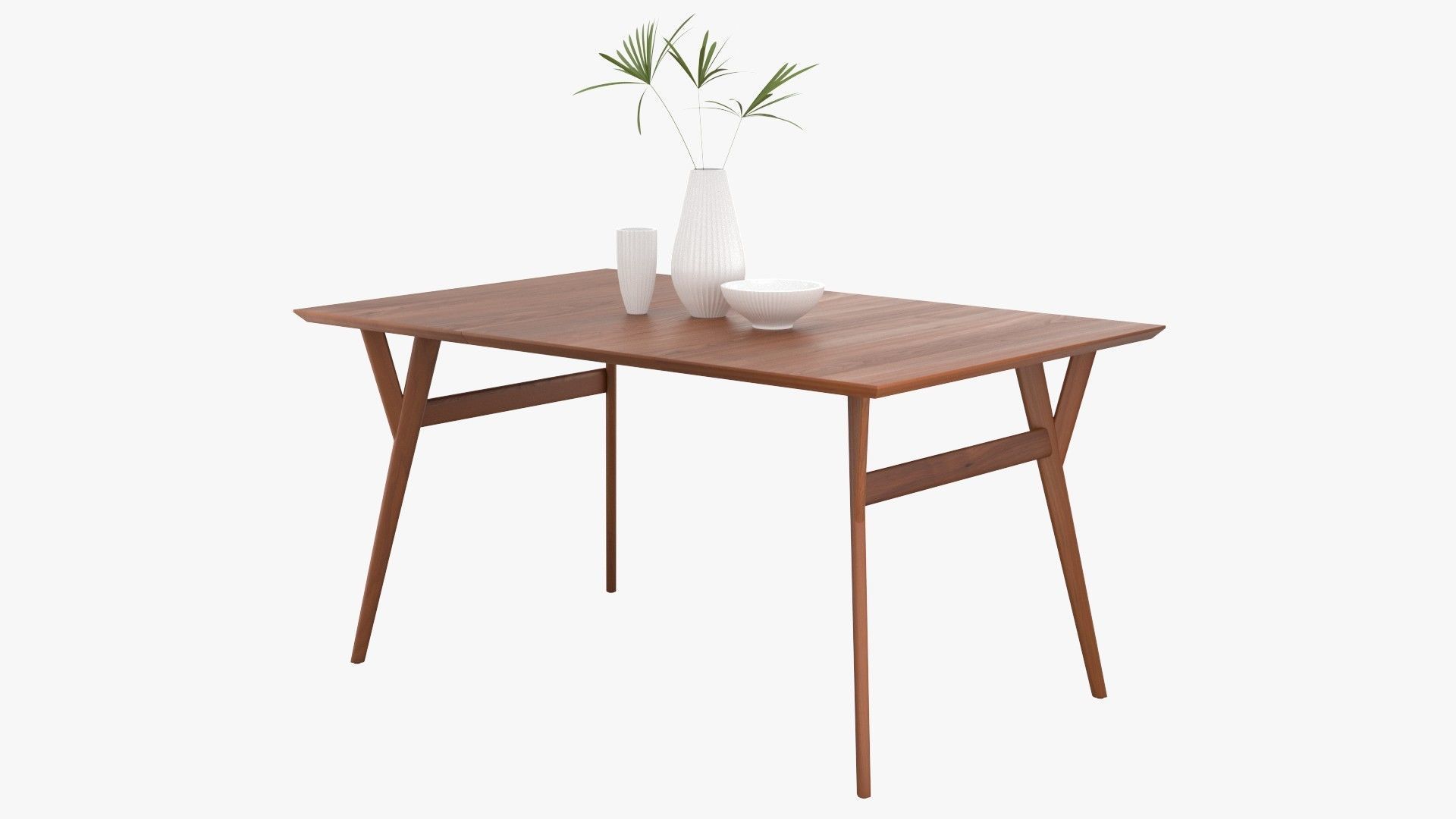 Mid-Century Expandable Dining Table Low-poly 3D model_1
