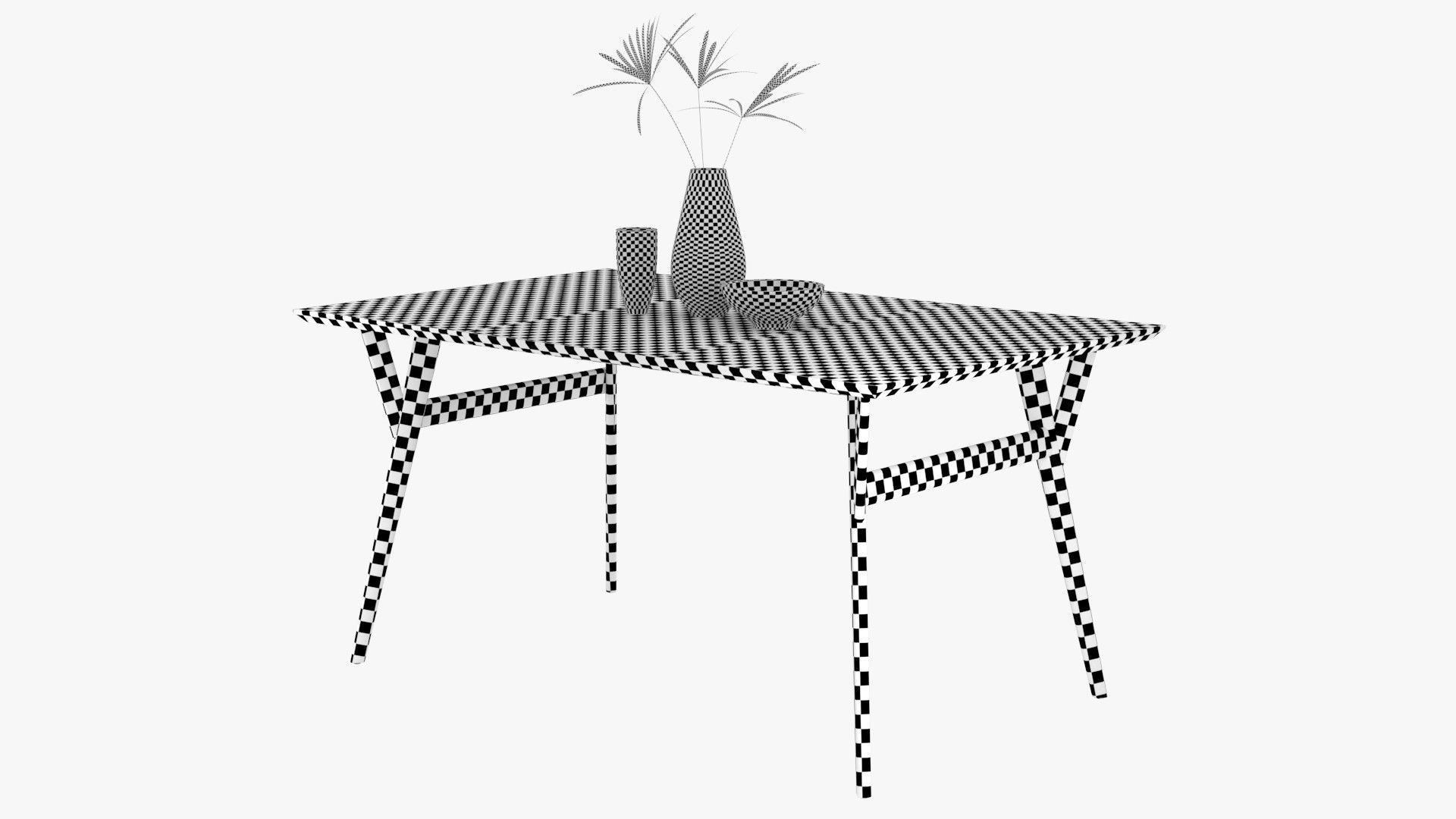 Mid-Century Expandable Dining Table Low-poly 3D model_19