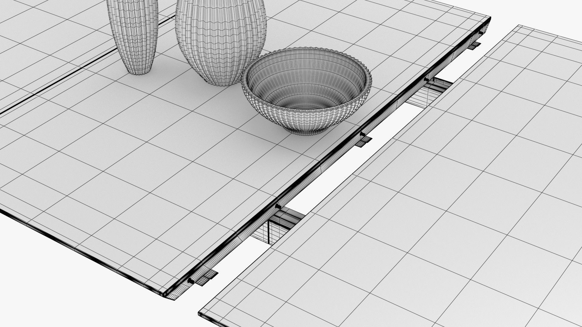 Mid-Century Expandable Dining Table Low-poly 3D model_10