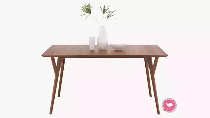 Mid-Century Expandable Dining Table Low-poly 3D model