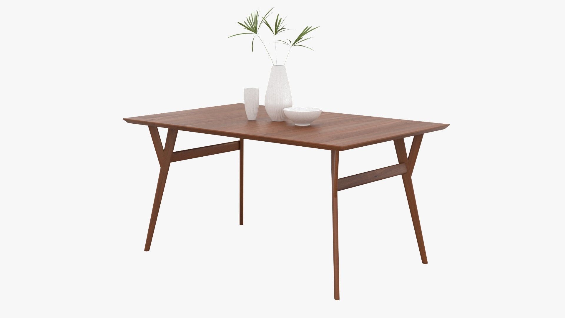Mid-Century Expandable Dining Table Low-poly 3D model_29
