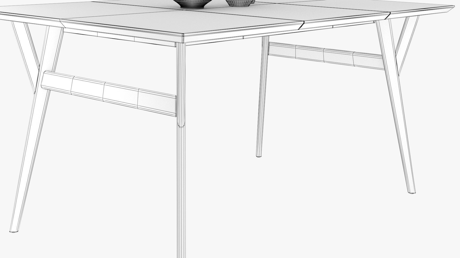 Mid-Century Expandable Dining Table Low-poly 3D model_13