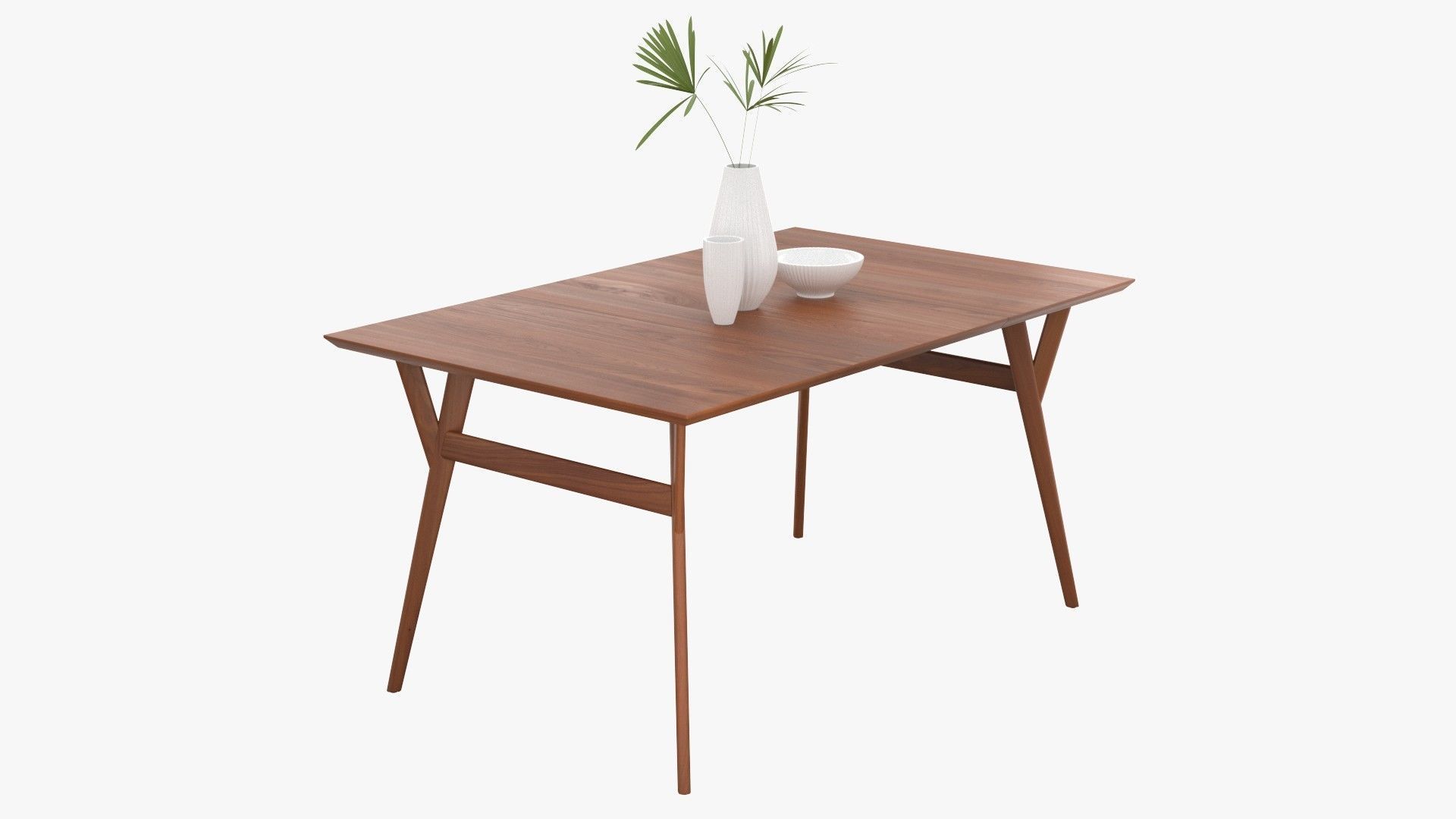 Mid-Century Expandable Dining Table Low-poly 3D model_3