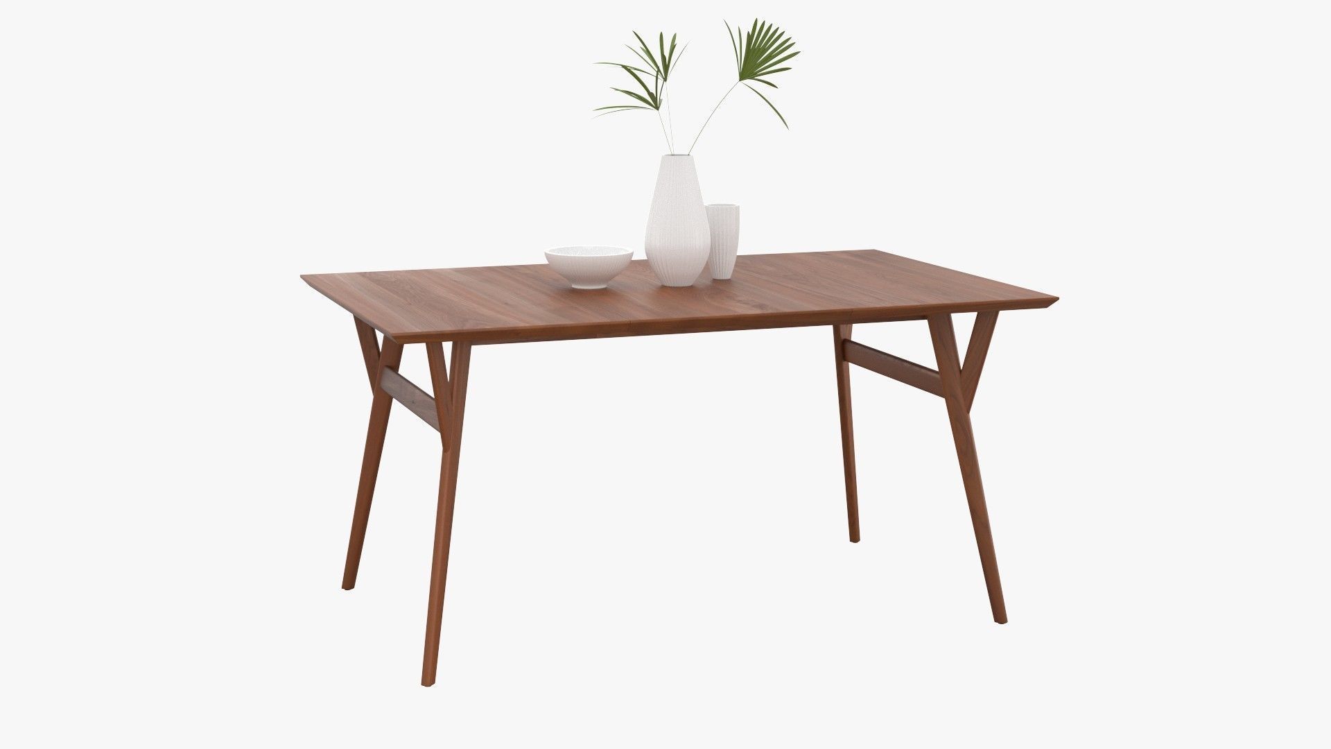 Mid-Century Expandable Dining Table Low-poly 3D model_25