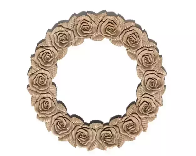 Frame-016 wooden rose wreath 3D model