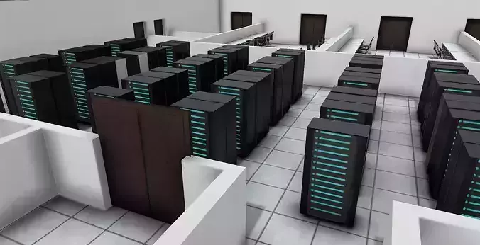 office with server room Low-poly 3D model