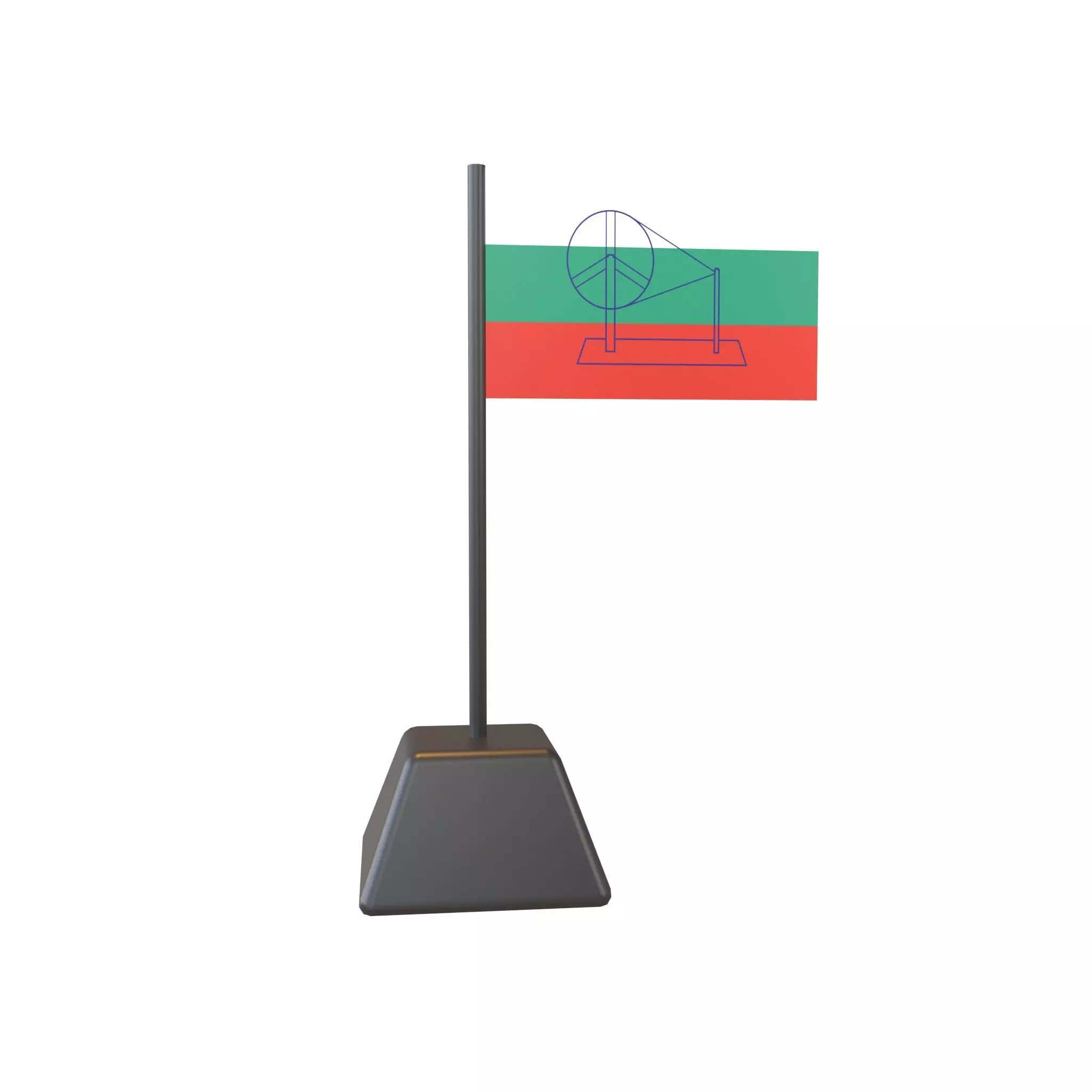 India flag 1921 Low-poly 3D model_0