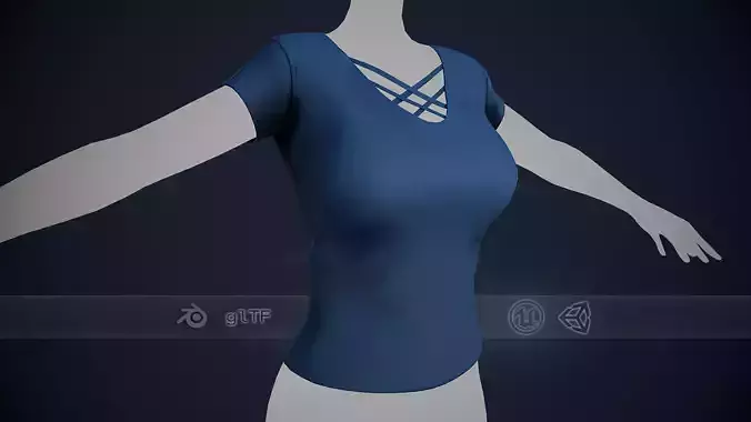 Female Blue T-Shirt Style 1 