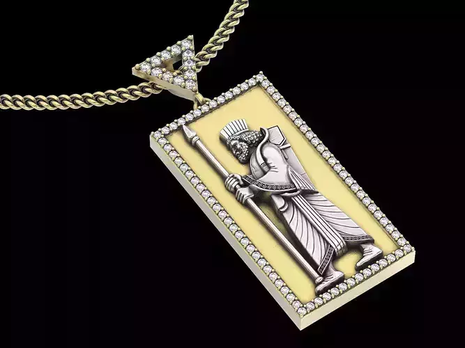 Iranian soldier pendant silver gold jewelry printable 3D model