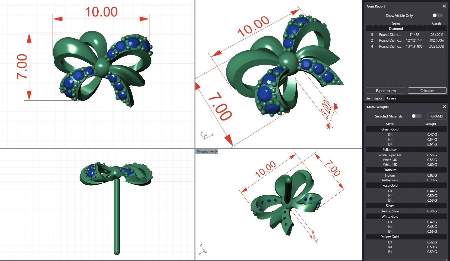 Diamond Bow Stud Earrings 01 3D print model_1