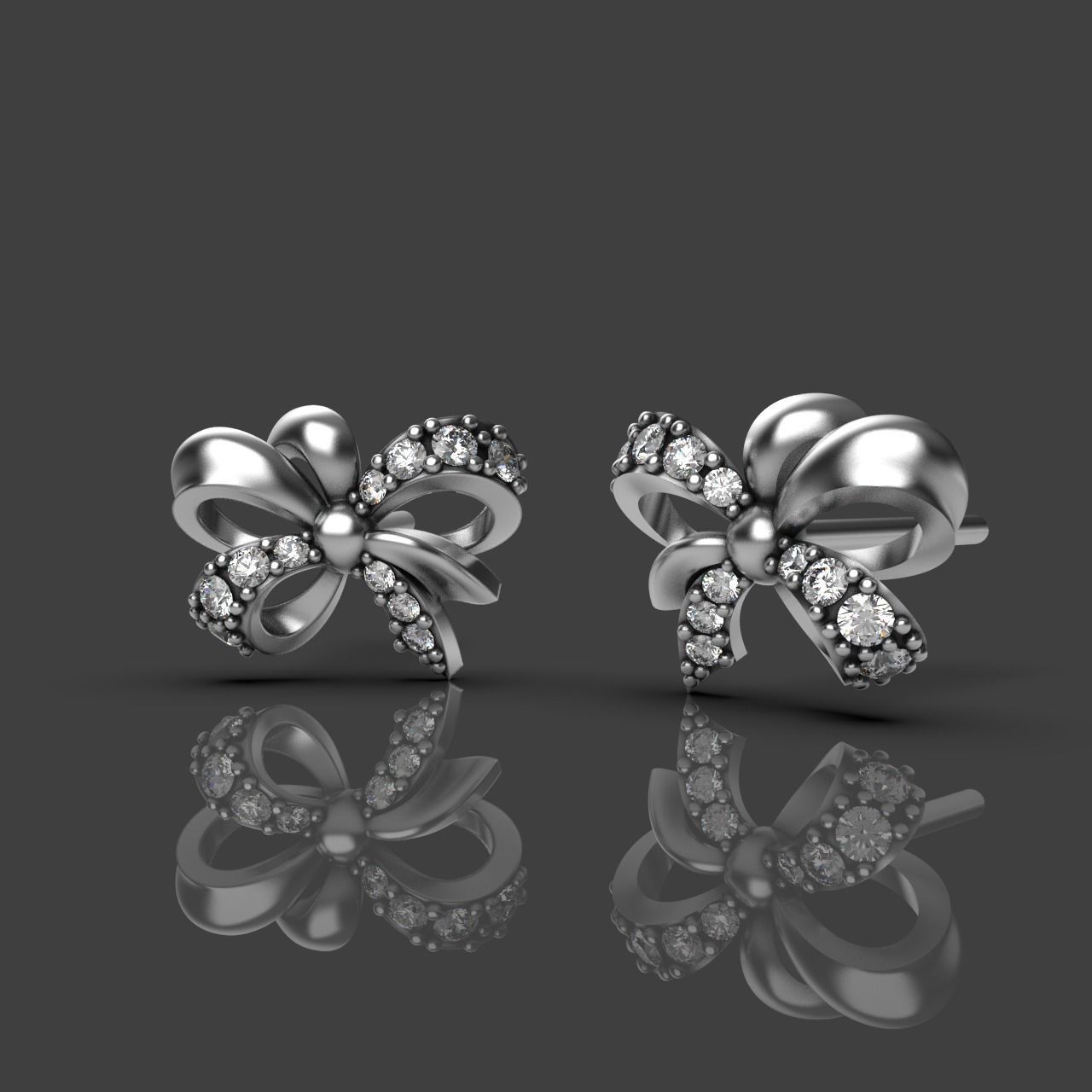 Diamond Bow Stud Earrings 01 3D print model_10