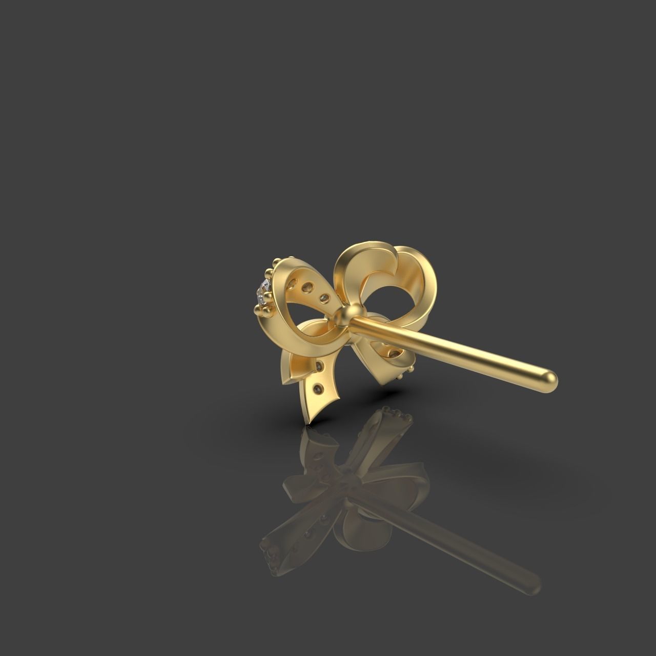 Diamond Bow Stud Earrings 01 3D print model_6