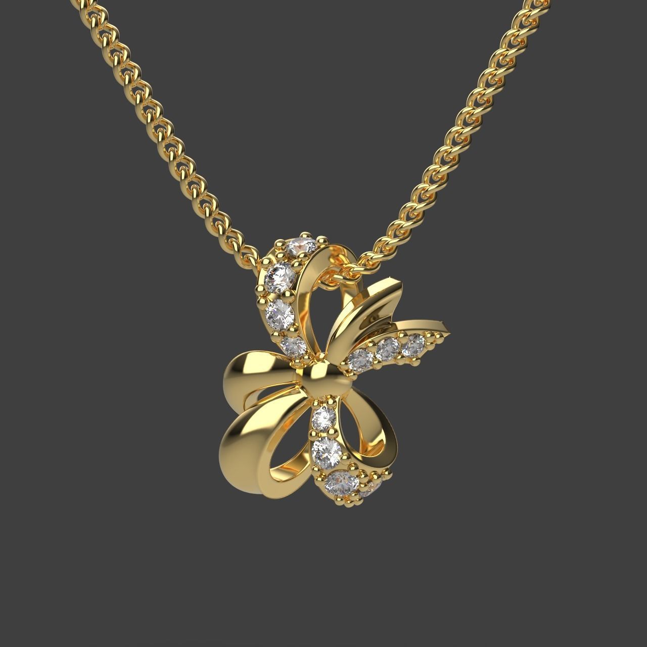 Diamond Bow Stud Earrings 01 3D print model_11