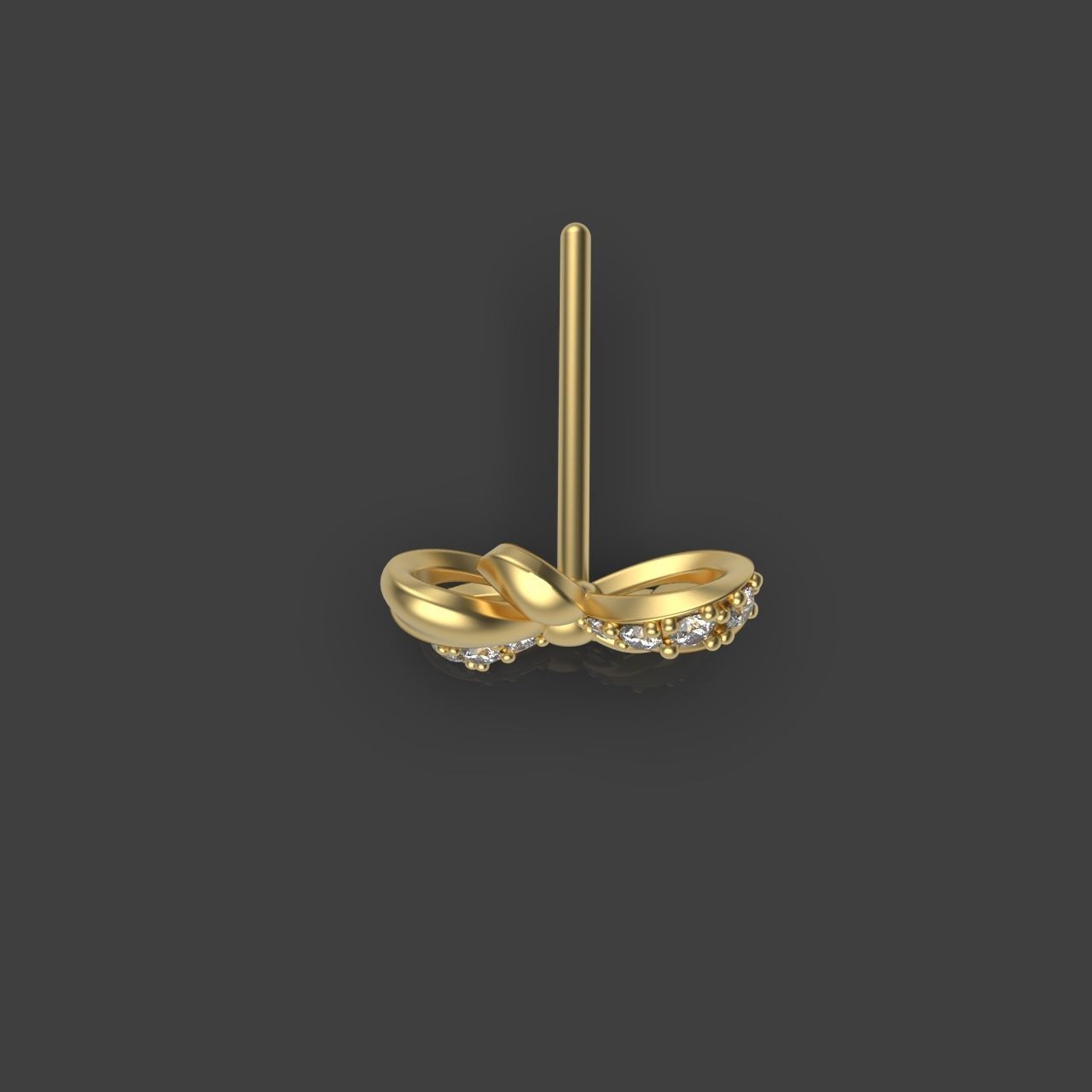 Diamond Bow Stud Earrings 01 3D print model_7