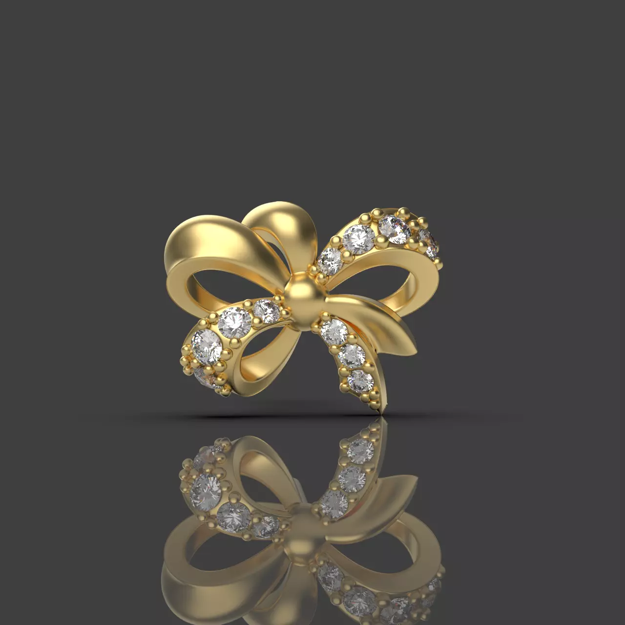 Diamond Bow Stud Earrings 01 3D print model_0