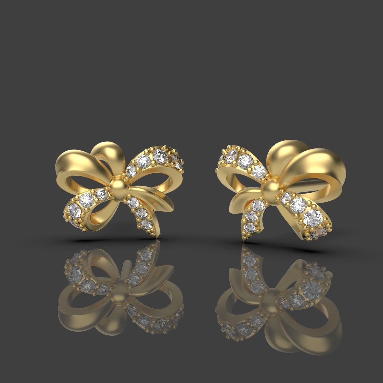 Diamond Bow Stud Earrings 01 3D print model_9