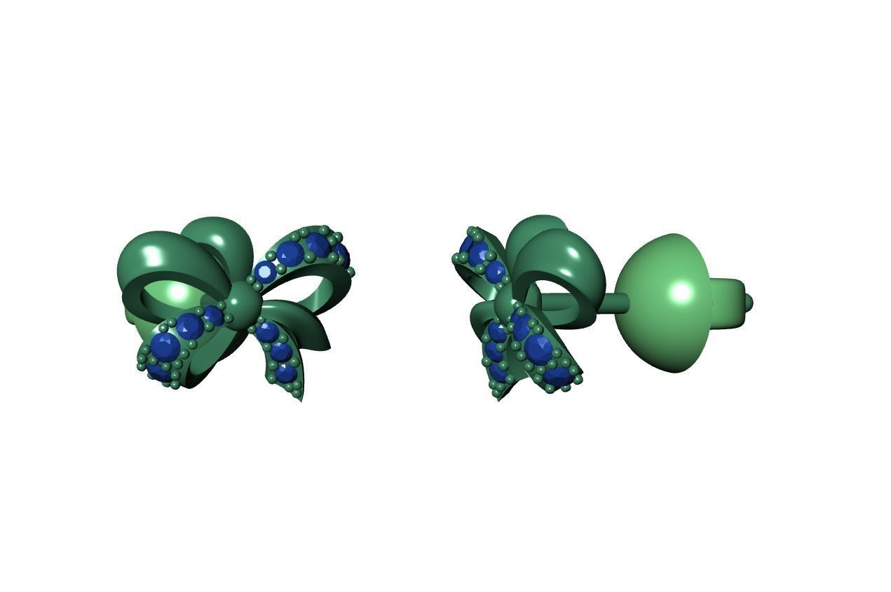 Diamond Bow Stud Earrings 01 3D print model_12