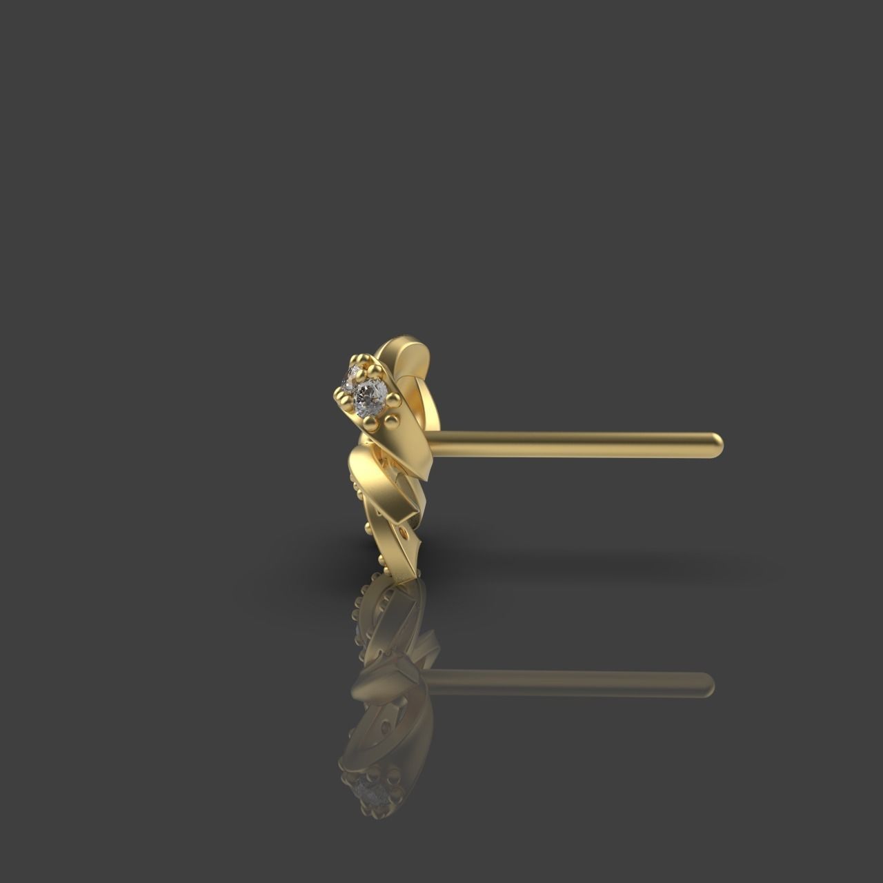 Diamond Bow Stud Earrings 01 3D print model_8