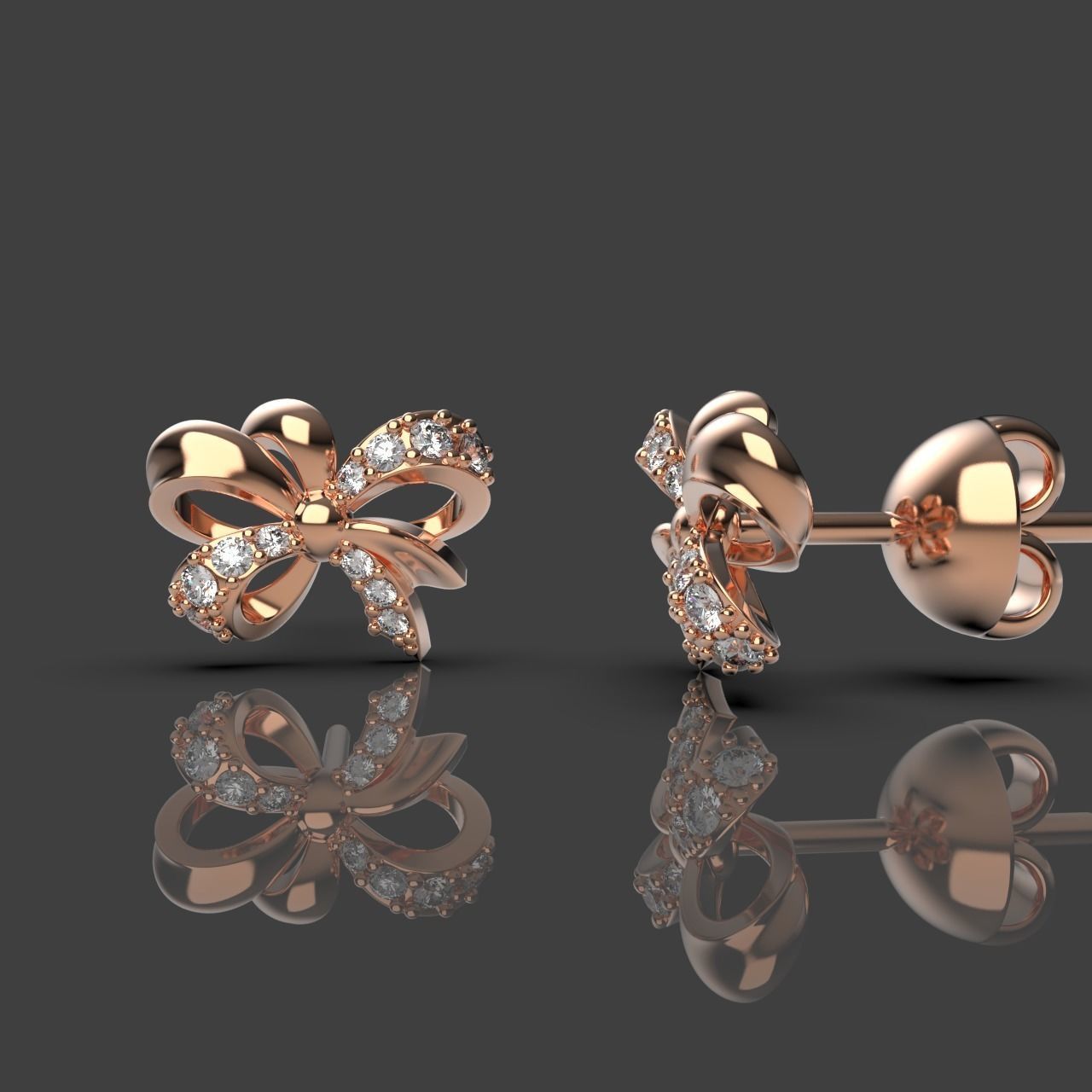 Diamond Bow Stud Earrings 01 3D print model_5