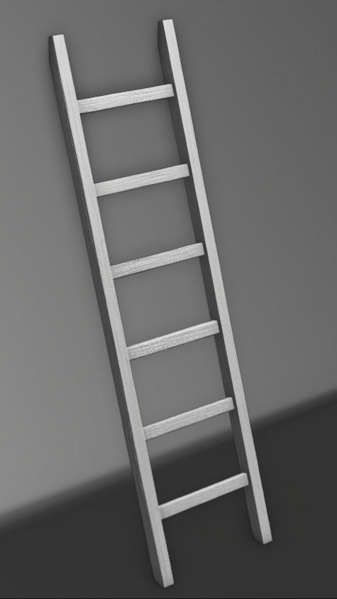 Wooden Ladder Low-poly 3D model_5