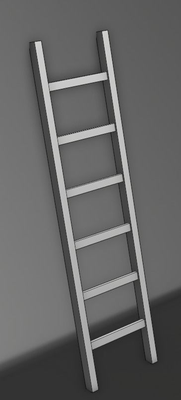 Wooden Ladder Low-poly 3D model_6