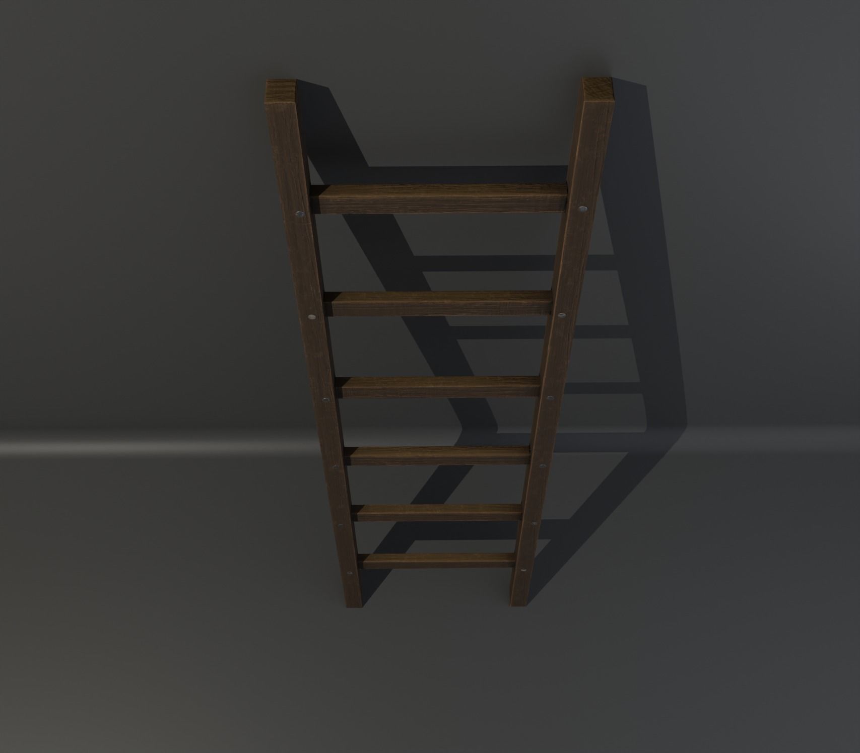 Wooden Ladder Low-poly 3D model_1