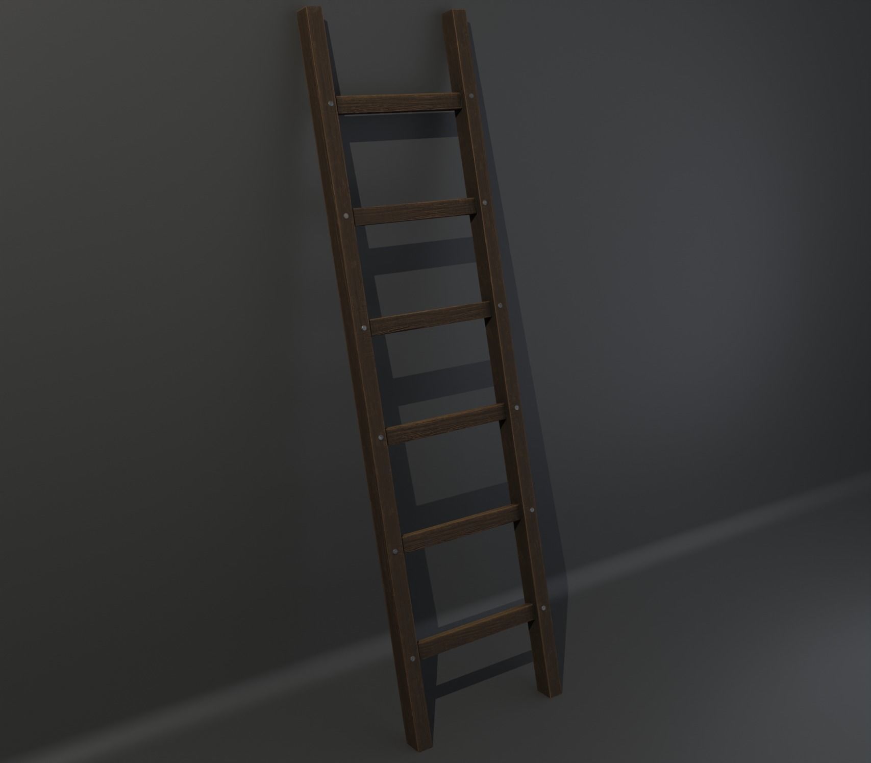Wooden Ladder Low-poly 3D model_2