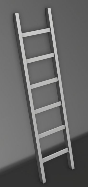Wooden Ladder Low-poly 3D model_4