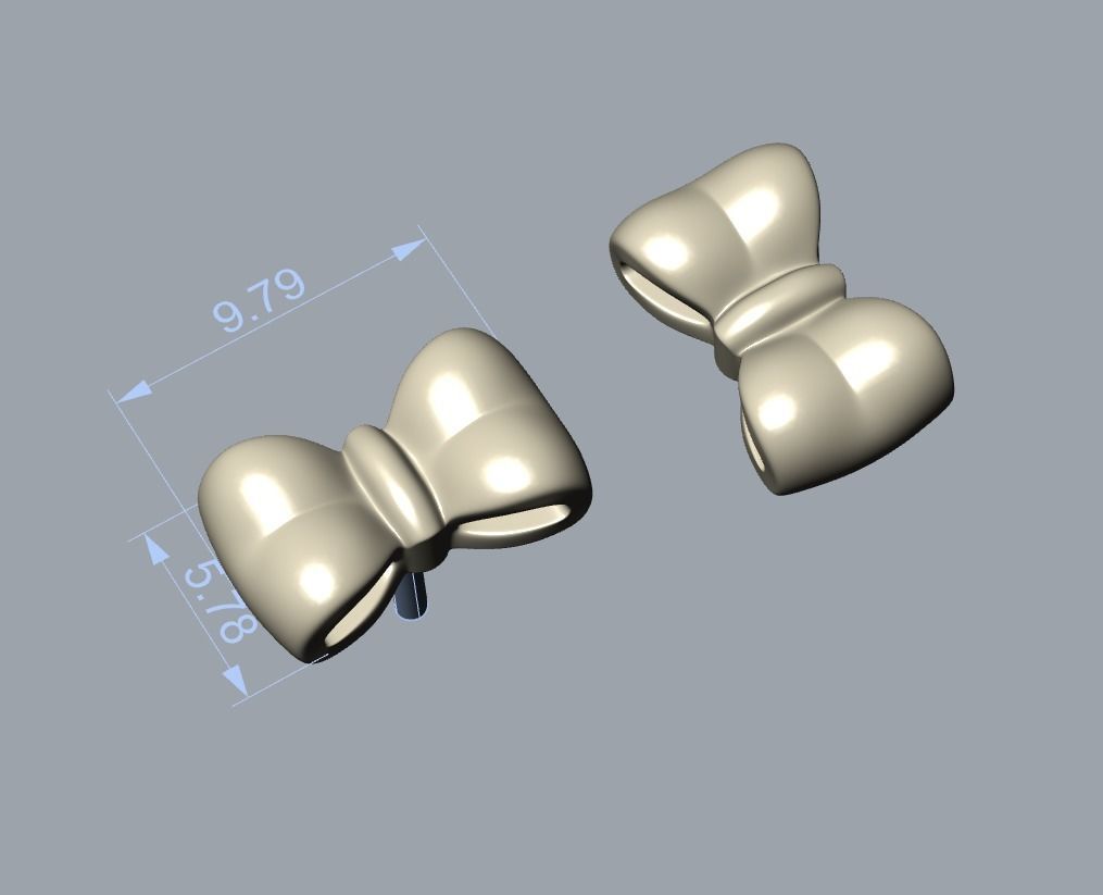 Bow Earrings 3D print model_9