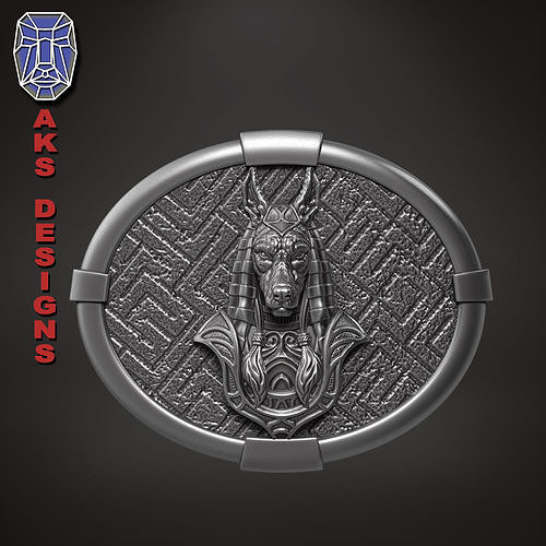 animal Belt buckle Egyptian anubis v1 3D print model