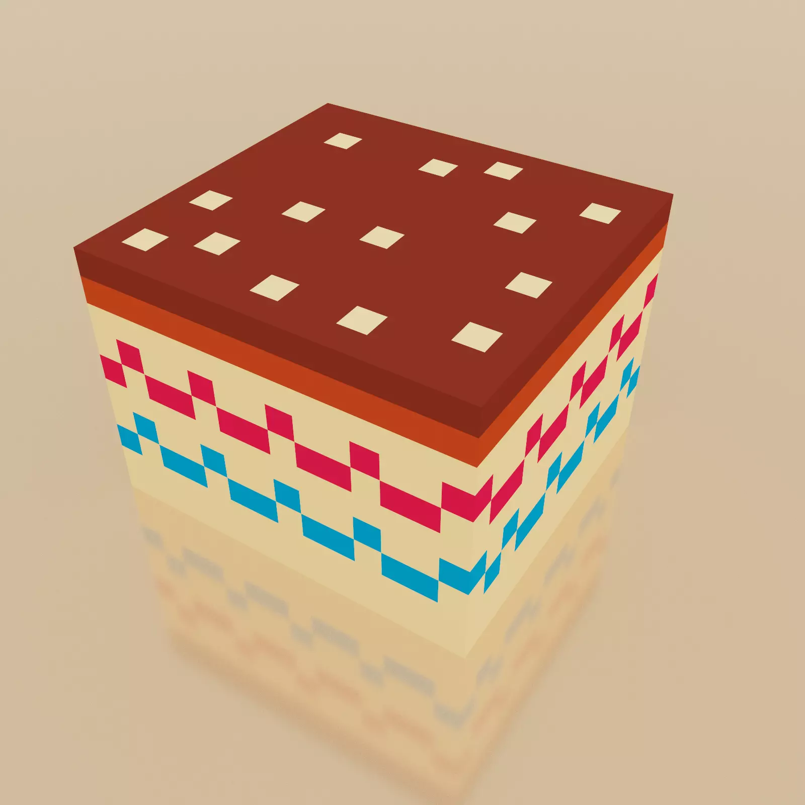 Cake Slice 1 Voxel  Low-poly 3D model_0