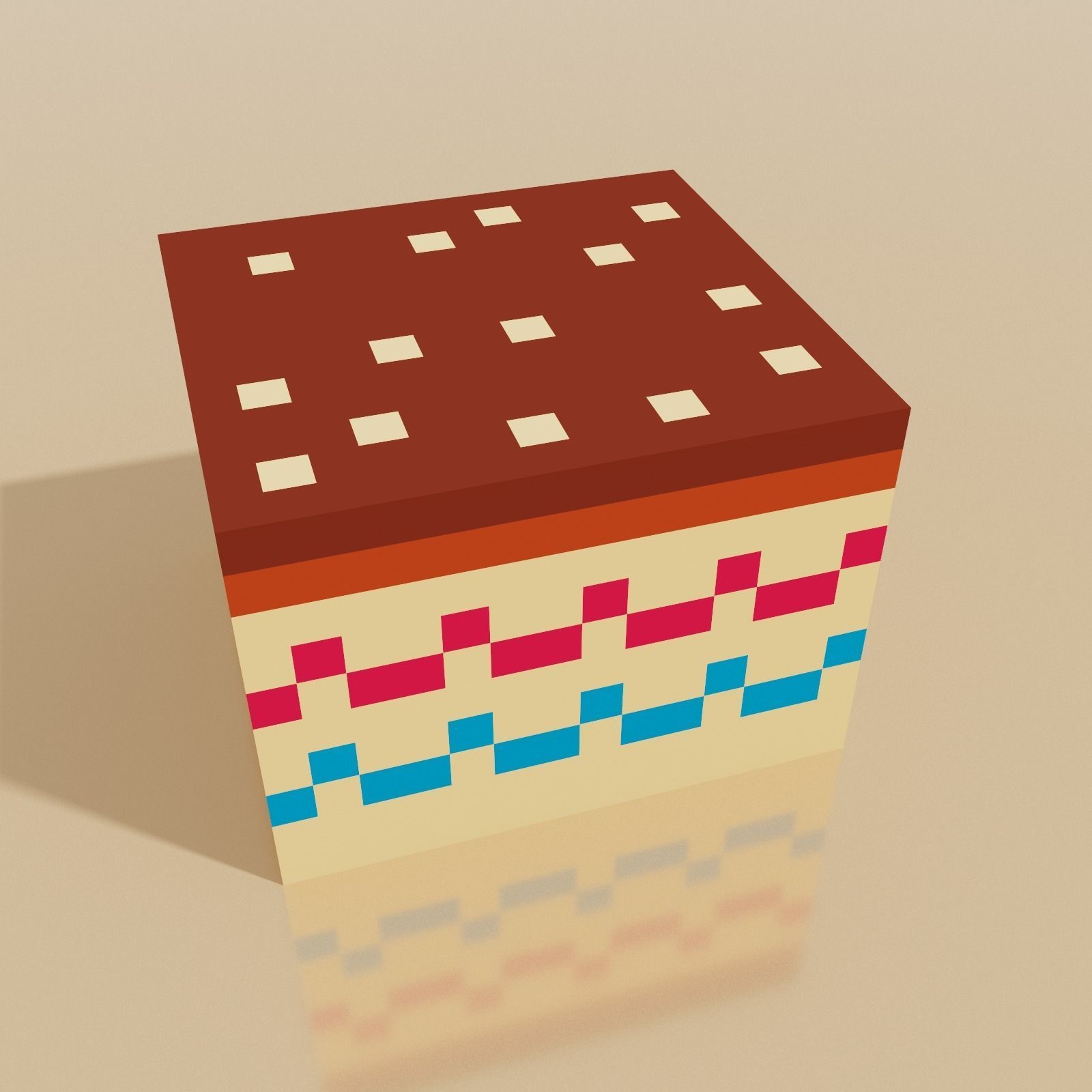 Cake Slice 1 Voxel  Low-poly 3D model_1