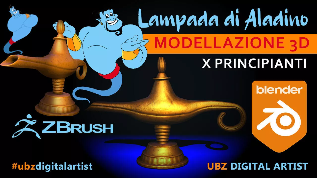 Lampada aladino Blender e Zbrush 2022 Free 3D model