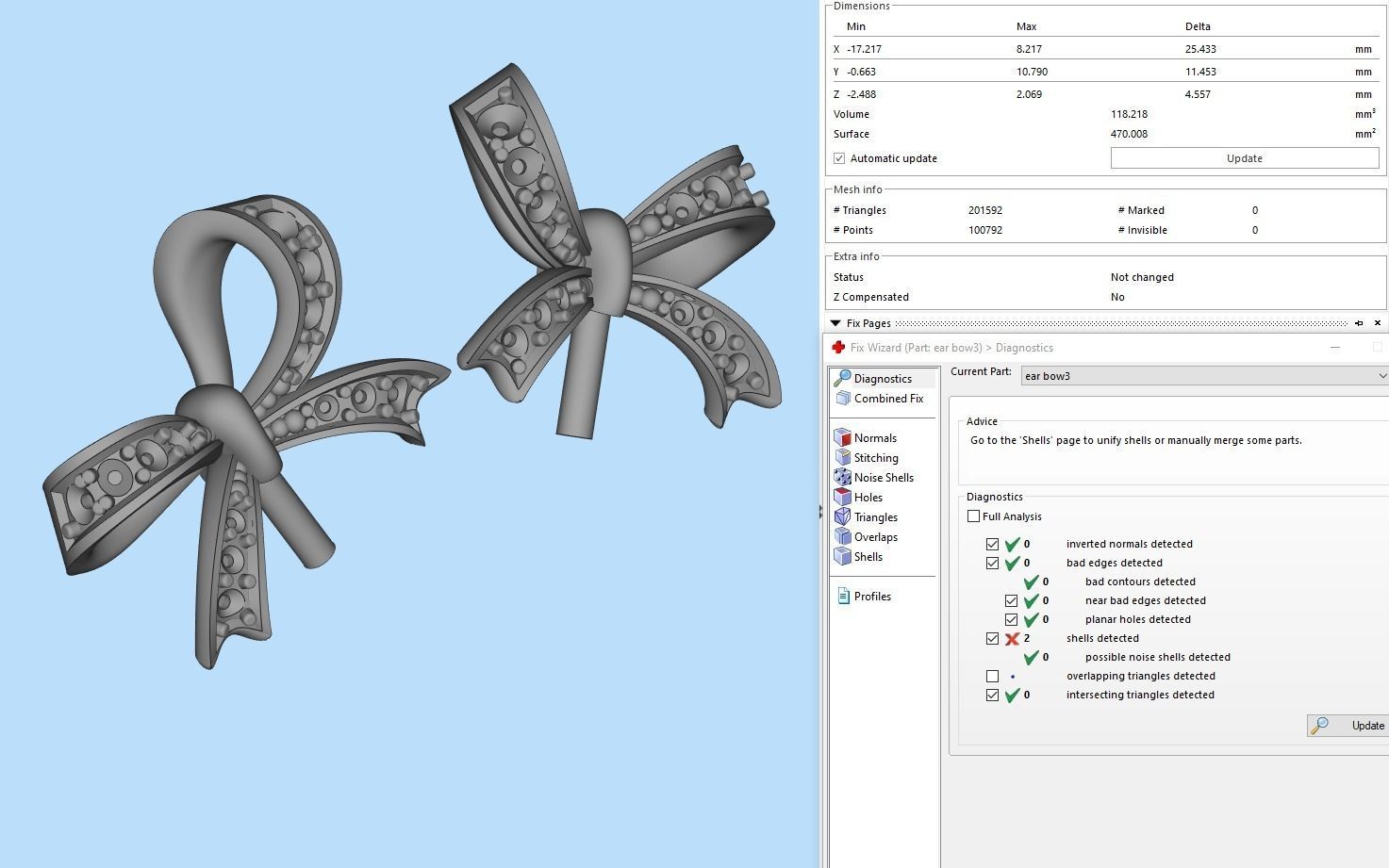 Diamond Pearl Bow Earrings 3D print model_12