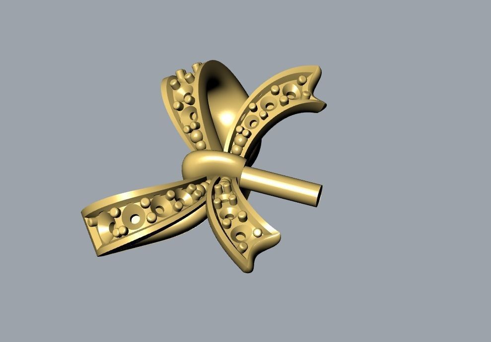 Diamond Pearl Bow Earrings 3D print model_11