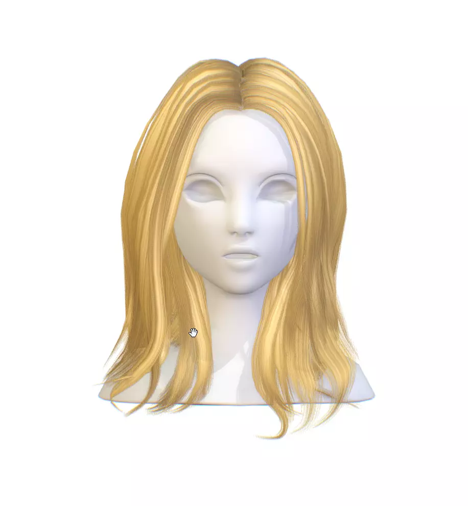 Hairstyle cartoon lush female 005 haircut of long 3D Model Low-poly 3D model