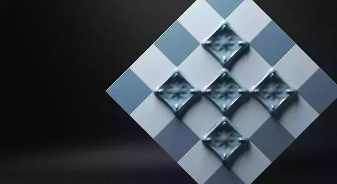 Ceramic blue tile - Casa Batllo - Gaudi 3D model