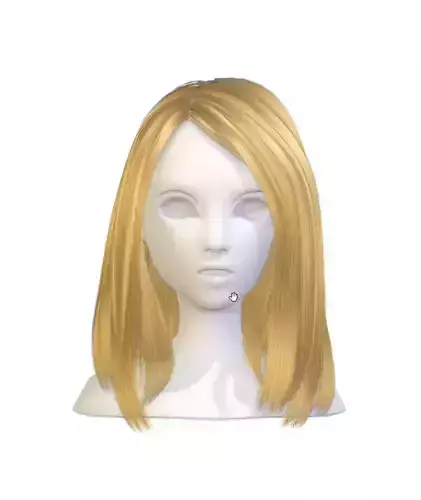 Hairstyle cartoon lush female 007 haircut of long 3D Model