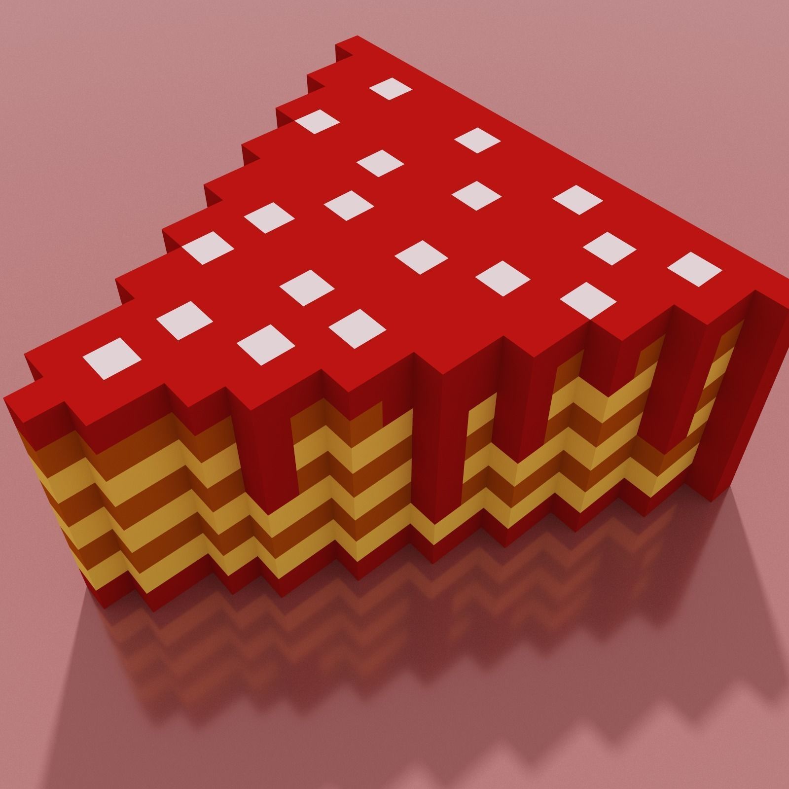 Cake Slice 3 Voxel  Low-poly 3D model_1