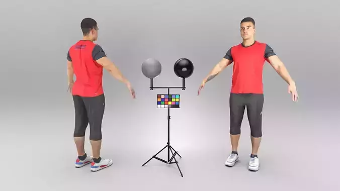 Athletic man in sportswear in A-pose 364 Low-poly 3D model