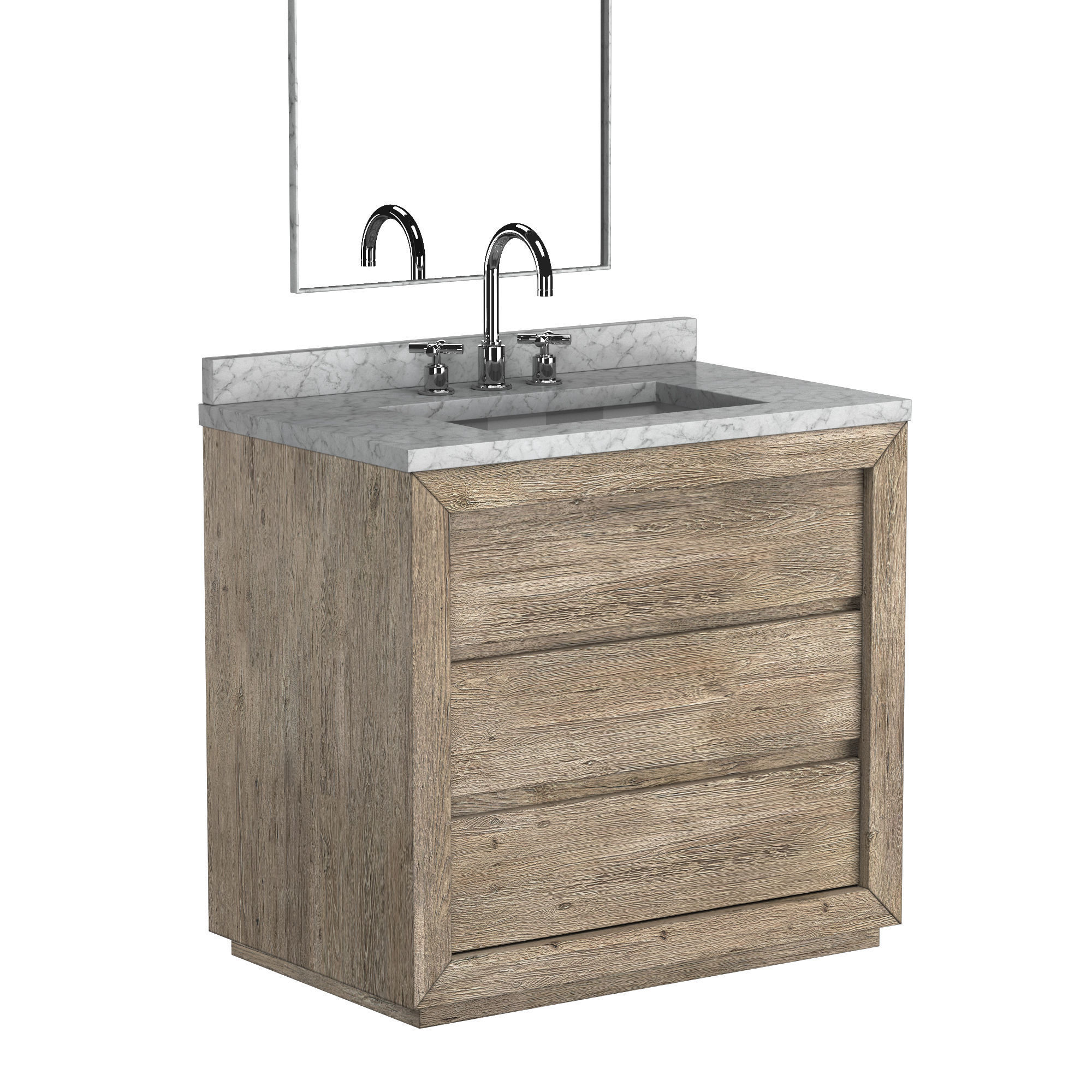 RECLAIMED OAK SINGLE VANITY 3D model_6